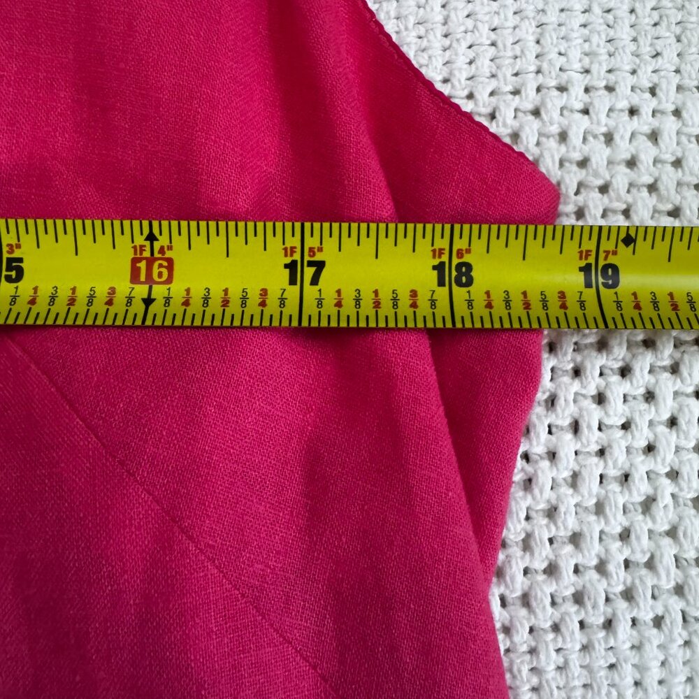 Peach/Coral Linen Blend Sheath Dress Sz 14  • Bold Applique • Lined • J. Howard - Picture 9 of 10
